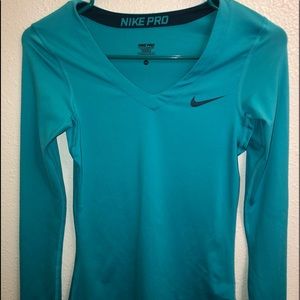 Turquoise blue long sleeve Nike dryfit shirt